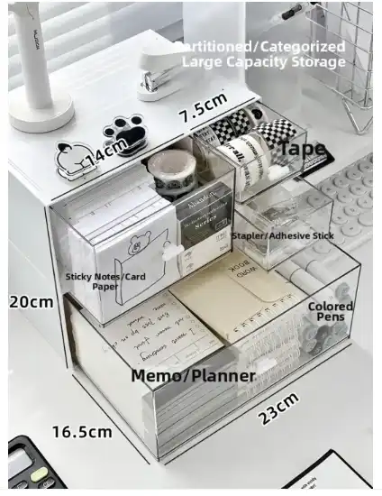 Multi-Functional Drawer-style Clear Desk Organizer 2