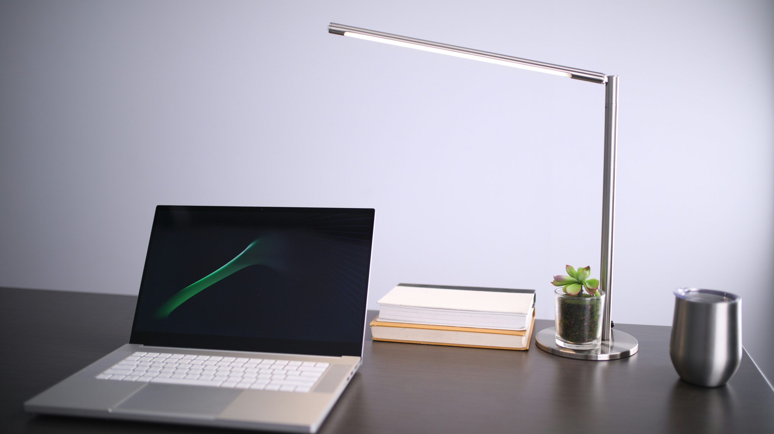 desk lamp in workspace